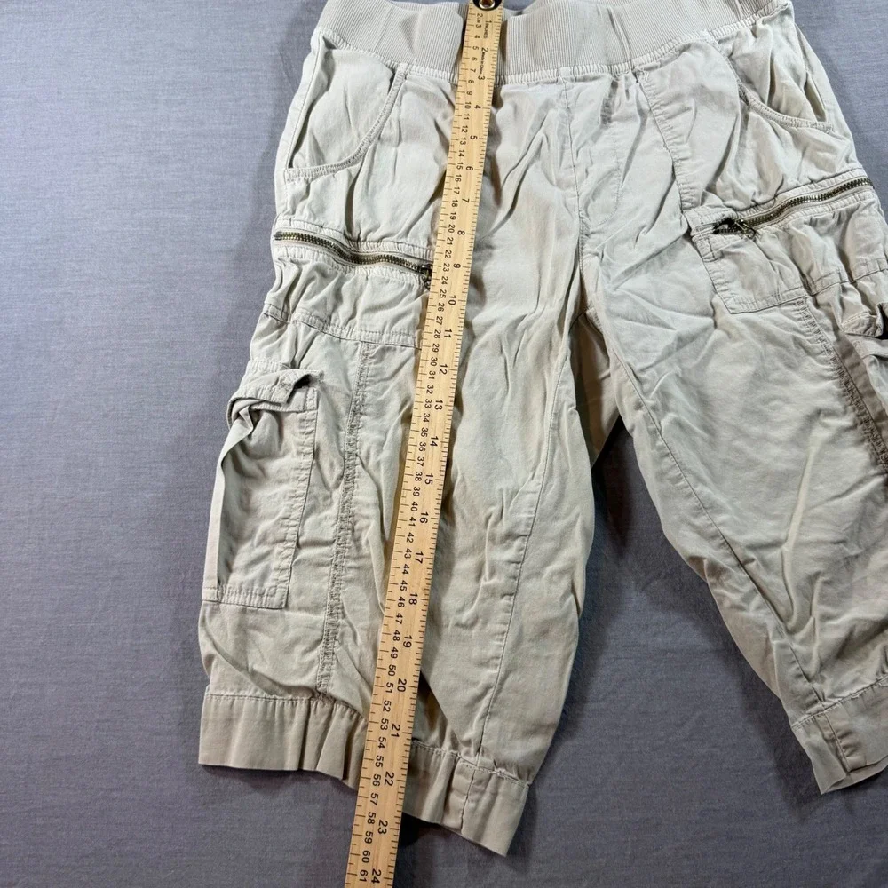 XCVI Cargo Shorts Womens XS Tan Good Elastic Waist Utility Pockets Stretch